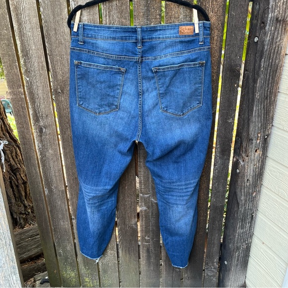 Judy Blue Distressed Leopard Patch Skinny Fit Jeans Sz 16W - Picture 9 of 13